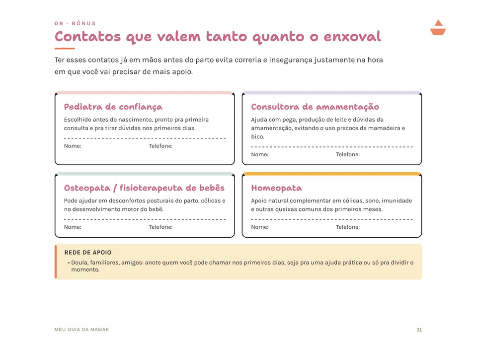 Página do guia: Contatos que valem tanto quanto o enxoval